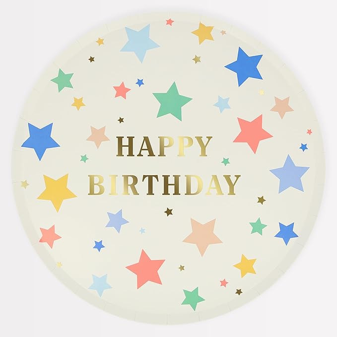 Meri Meri Happy Birthday Plates, Pack of 8 Disposable Paper Plates, Available in 2 Sizes and a Va... | Amazon (US)