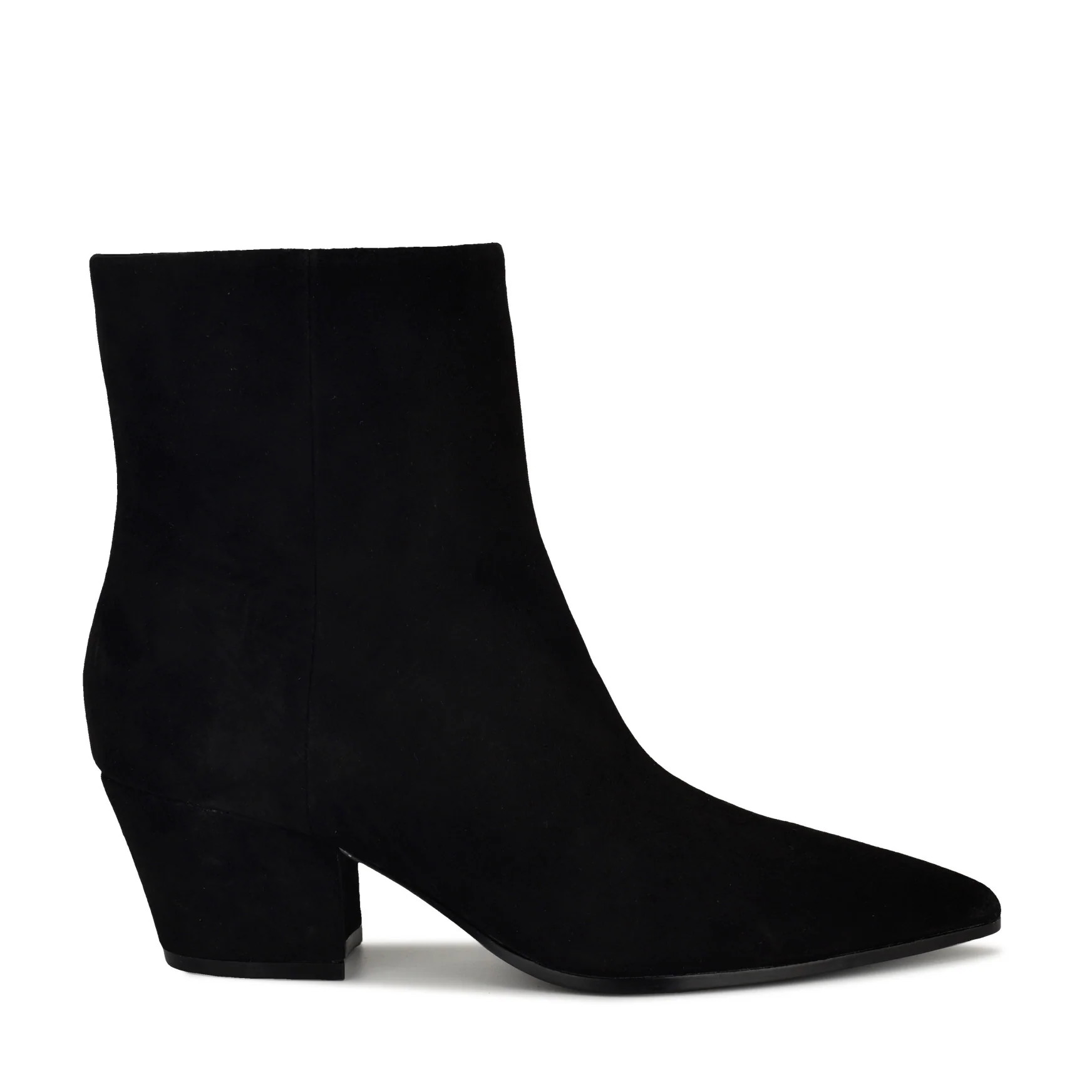 Women's Savie Block Heel Ankle Leather Booties - Black Suede | Nine West | Nine West (US)