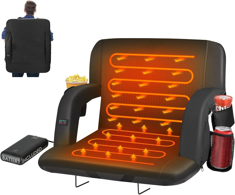 HOPERAN Dual-Sided Heated Stadium Seats for Bleachers with Back Support, 20000mAh Power Bank Incl... | Amazon (US)