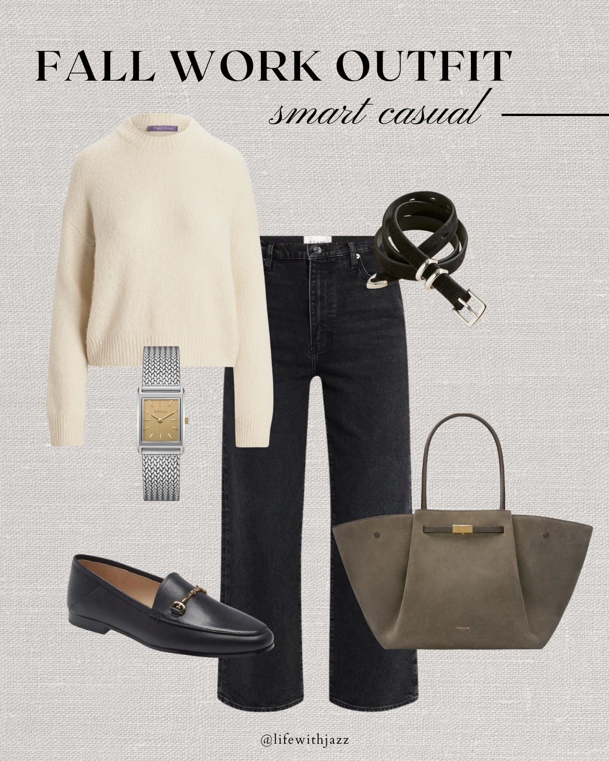 Cool tone fall work outfit inspo 

Crewneck sweater / black ankle jeans / Sam Edelman Lorraine loafers / minimal watch Demellier the midi New York tote / minimal belt / smart casual / office outfit

#LTKWorkwear #LTKStyleTip #LTKSeasonal