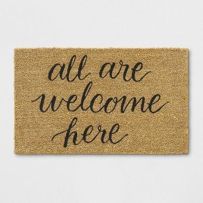 1'6"X2'6" All Are Welcome Here Tufted Doormat Black - Threshold™ | Target