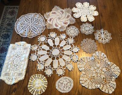 Lot of 12~Vintage Hand Crocheted Doilies~Varied Sizes and Styles~Coasters | eBay US
