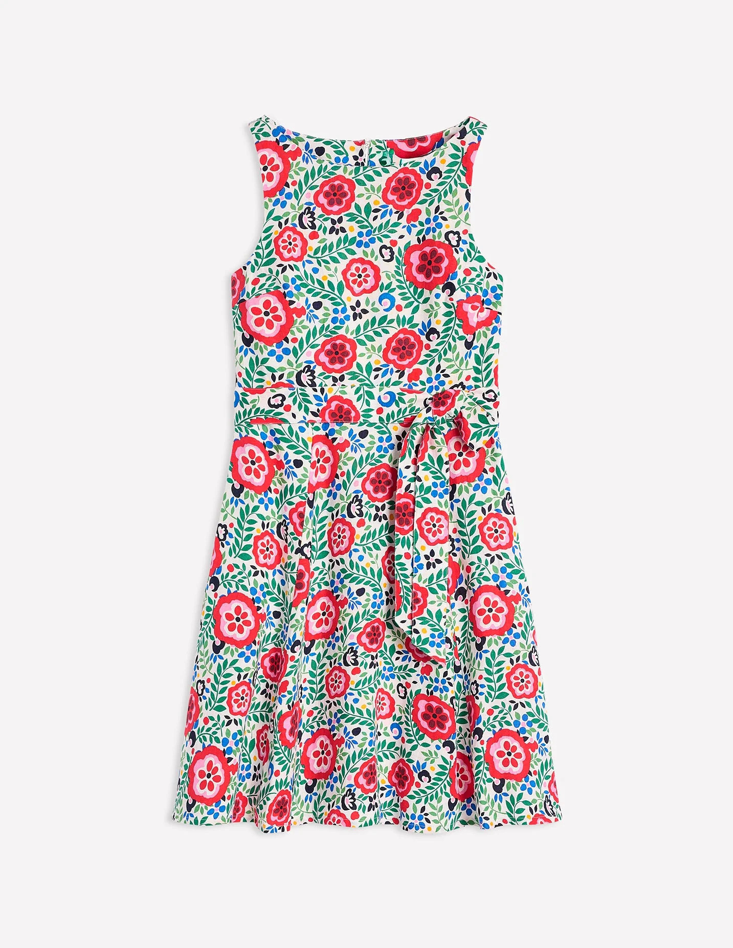 Anya Sleeveless Linen Dress-Multi, Foliage Scatter | Boden (US)