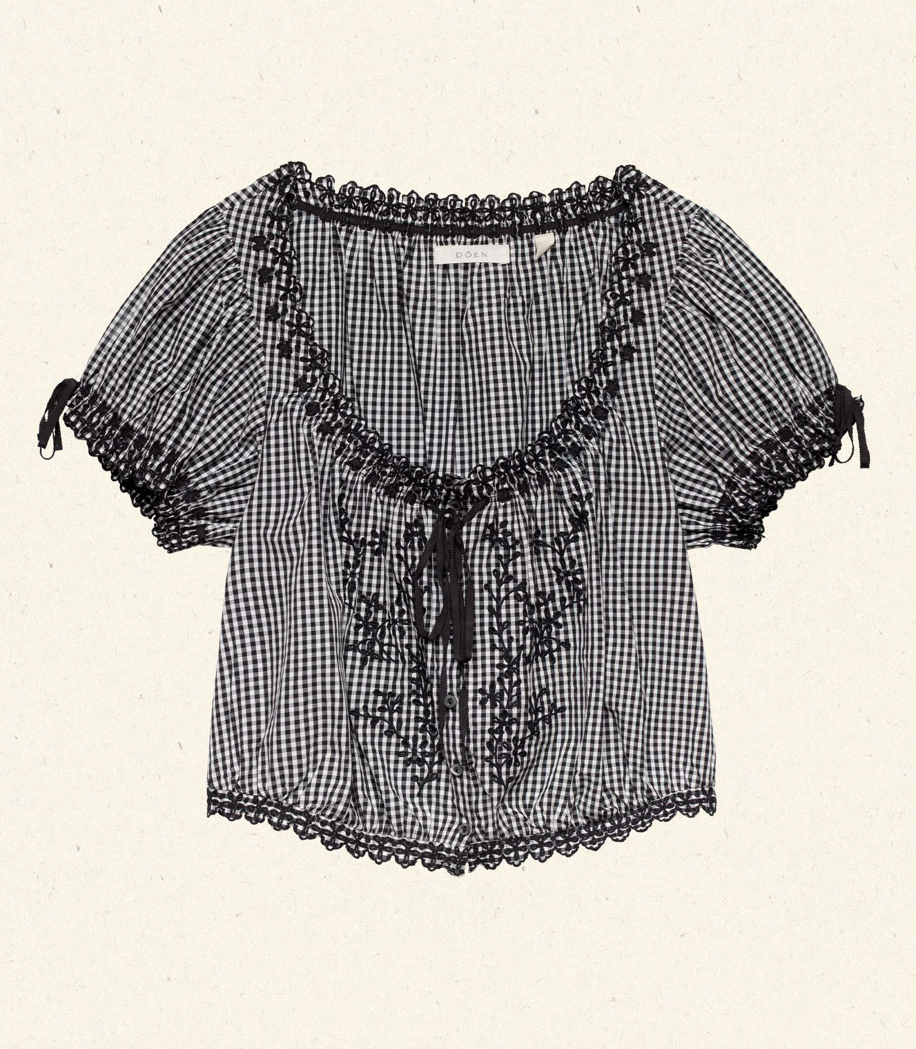 Nera Top - Noir La Maddalena Gingham | DÔEN | DOEN