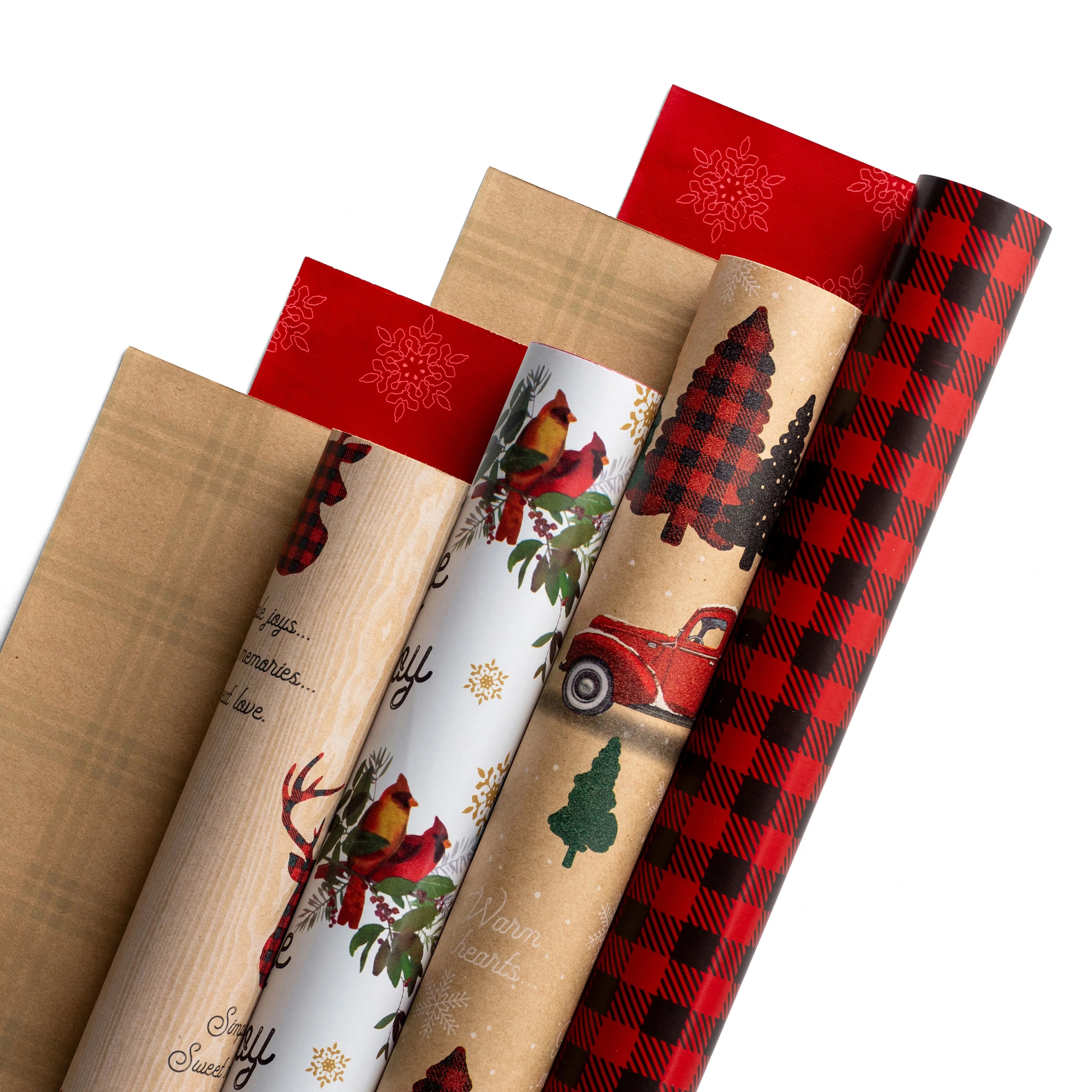 DaySpring - A Cozy Christmas - 4 Reversible Christmas Wrapping Paper Roll Set | Walmart (US)