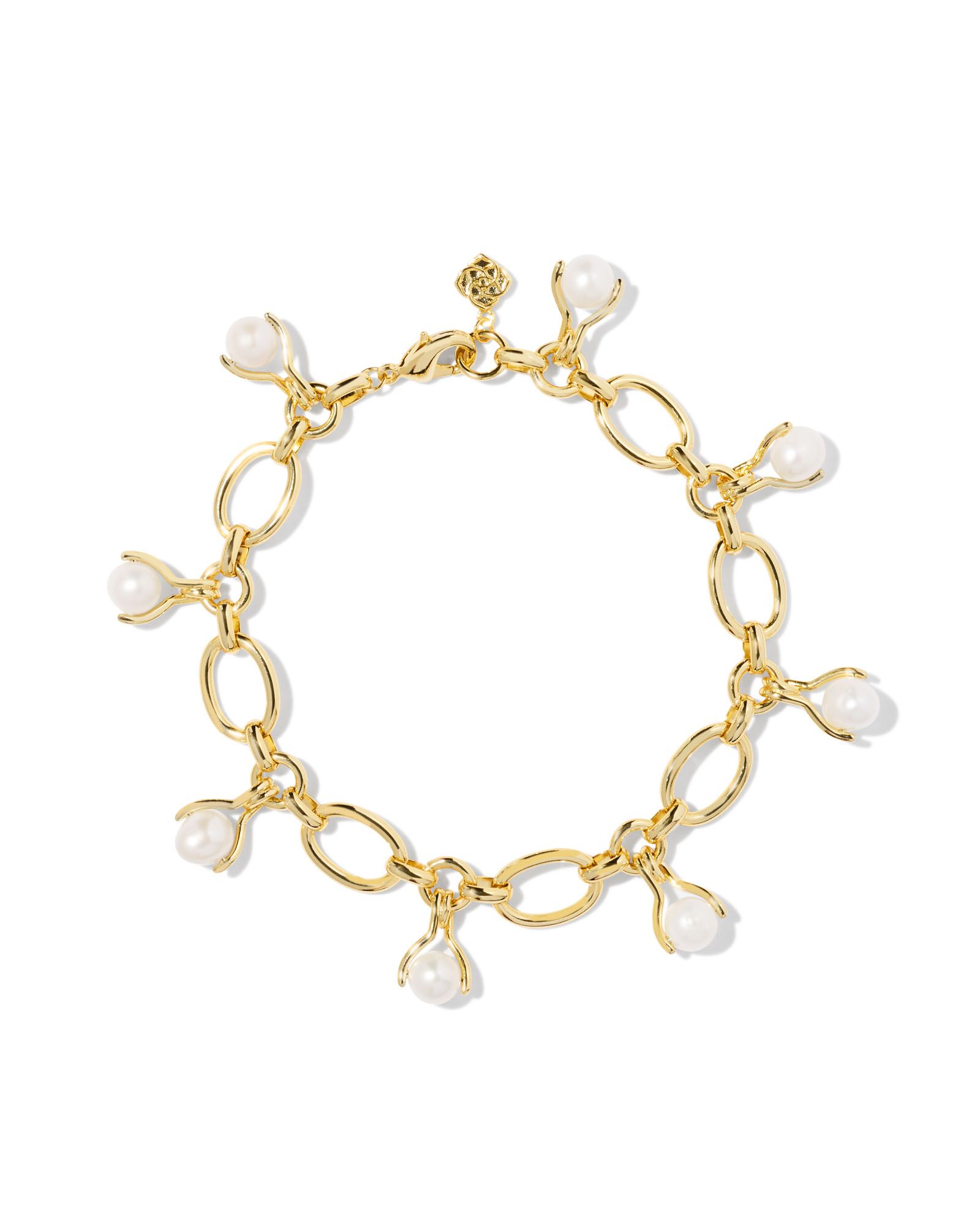 Ashton Gold Pearl Chain Bracelet in White Pearl | Kendra Scott