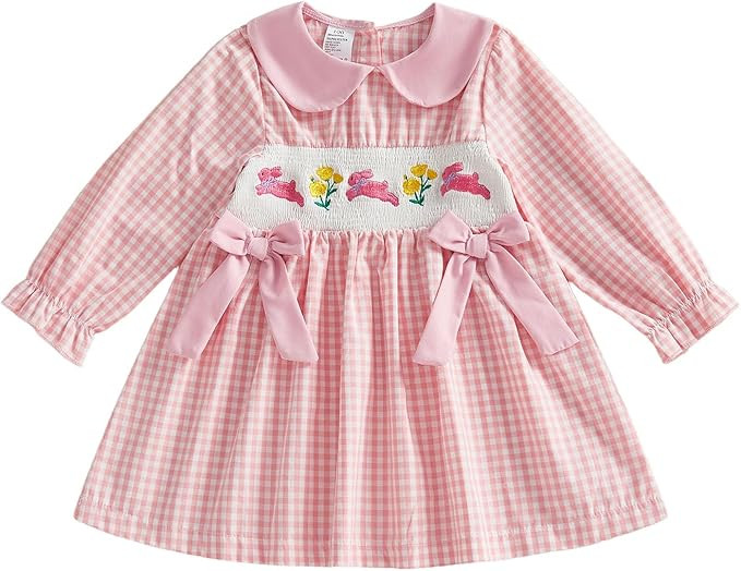 Toddler Little Girl St Patricks Day Smocked Dress Shamrock Embroidery Long Sleeve Doll Collar Pla... | Amazon (US)