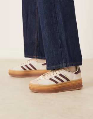 adidas Originals Gazelle Bold trainers in cream and burgundy | ASOS (Global)