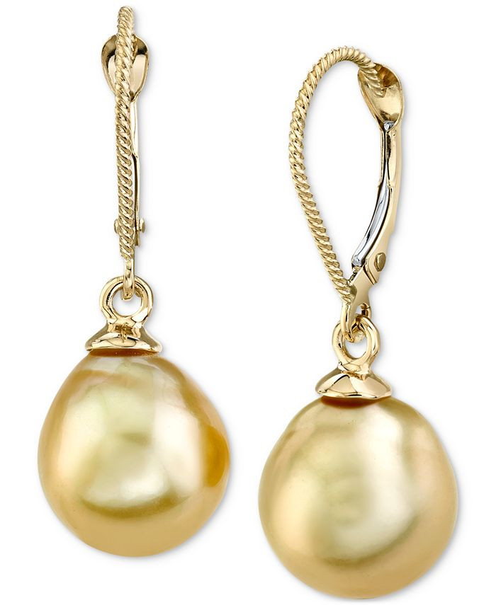 Cultured Golden South Sea Pearl (10mm) Drop Earrings in 14k Gold | Macys (US)