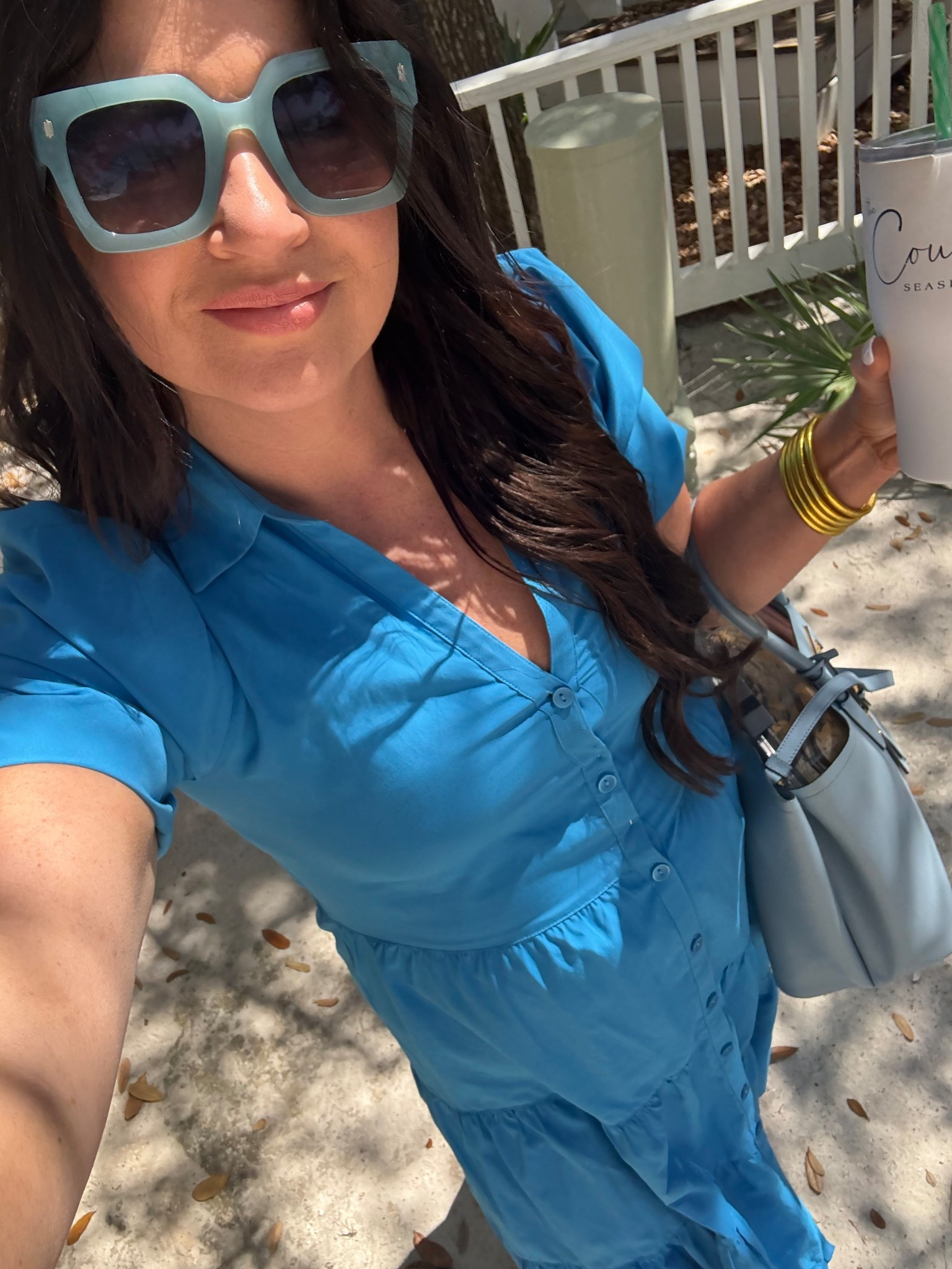 wearing this cute tropical blue Havana dress by brochu walker 

#LTKWorkwear #LTKOver40 #LTKTravel