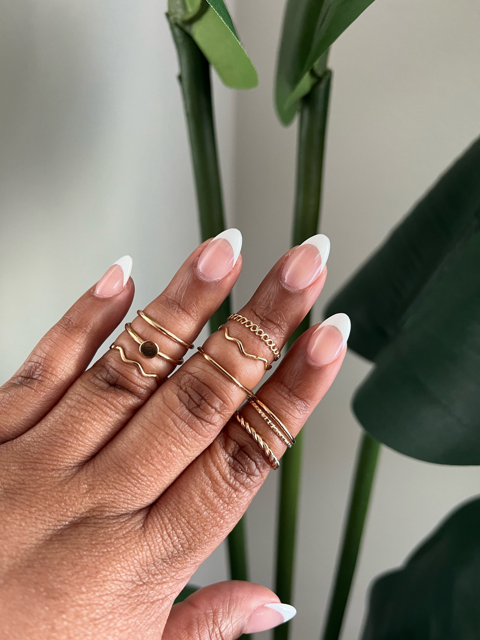 Classic French manicure with gold midi ring stacks - rings from Amazon 

#LTKFindsUnder50 #LTKPlusSize #LTKStyleTip