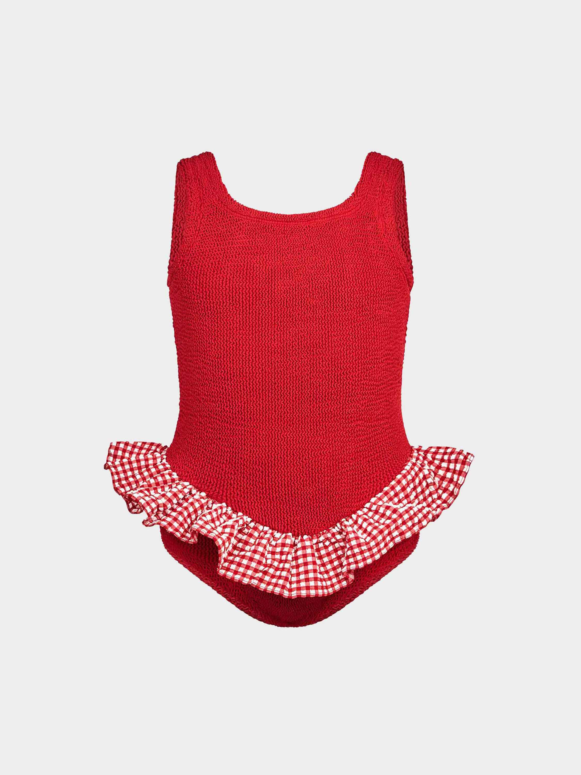 Kids Duo Denise Swim (Ages 3 to 6) - Red | One Size Swimwear | Hunza G - Red Gingham / One size | HUNZA G