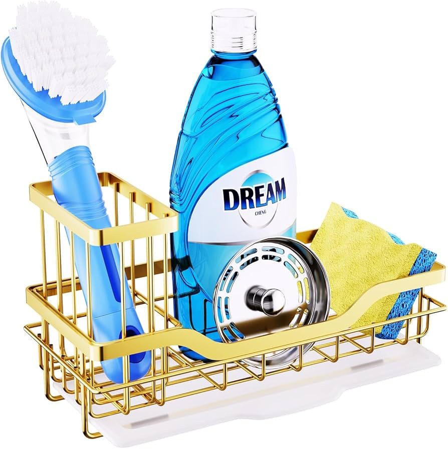 HapiRm Kitchen Sink Caddy with Brush Holder, Sink Organizer with Drawable Drain Tray, Rustproof S... | Amazon (US)