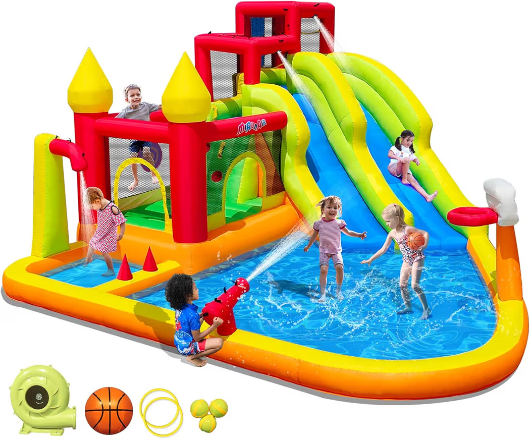 MIRUNAIR Inflatable Bounce House with Slides, Inflatable Water Slide for Kids Backyard, Bounce Wa... | Amazon (US)