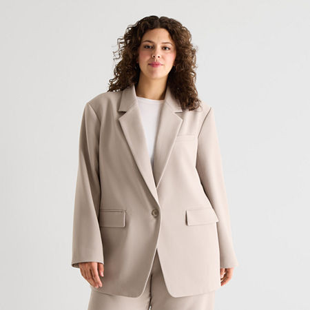 a.n.a Oversized Womens Plus Blazer, 22w, Brown | JCPenney