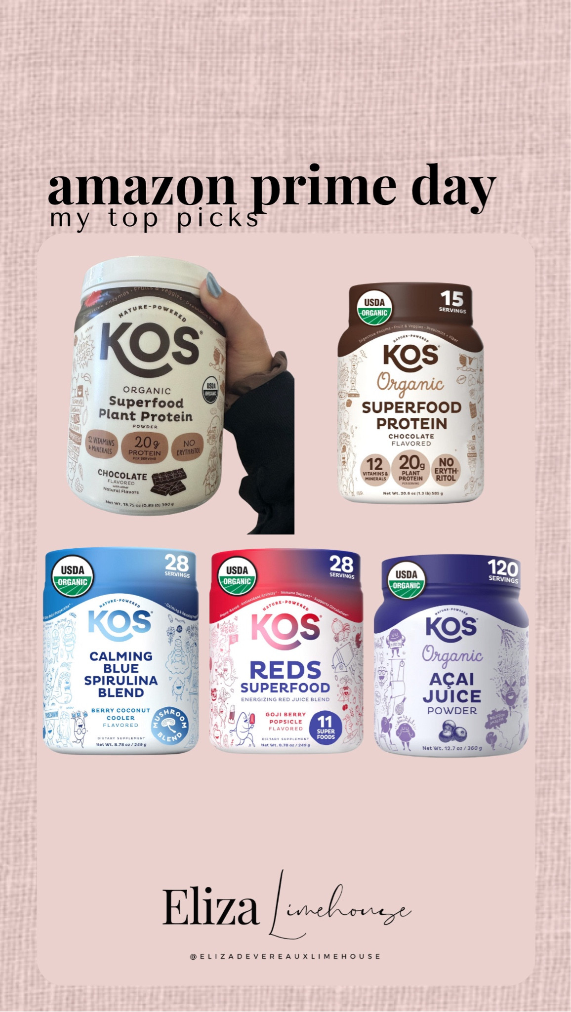 Snag up some Kos products for Amazon Prime Day! I use this line up weekly! 




Kos plant based products, healthy superfoods, plant based products, Amazon prime day 

#LTKSummerSales