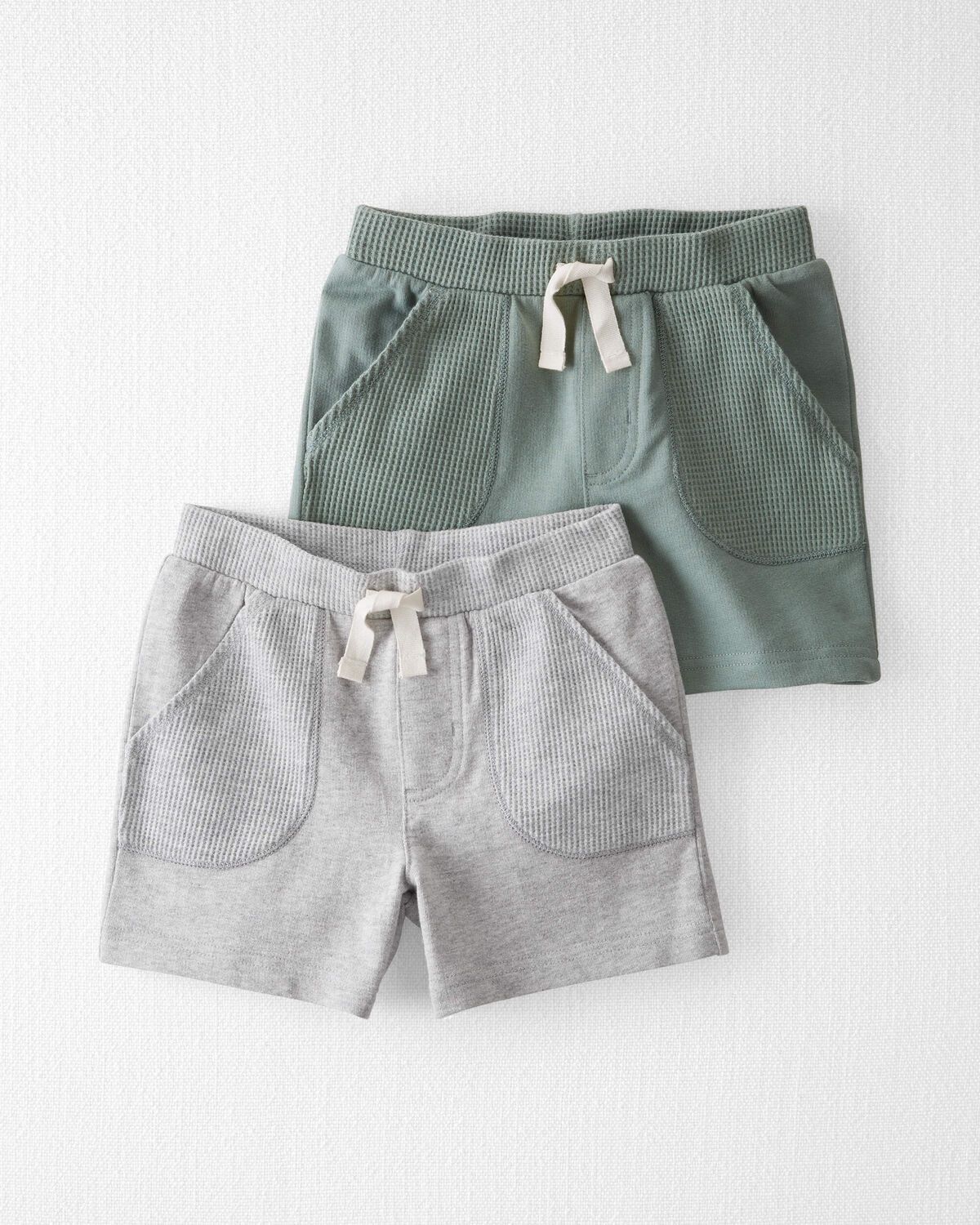 Green, Grey Toddler 2-Pack Organic Cotton Waffle Knit Shorts | carters.com | Carter's