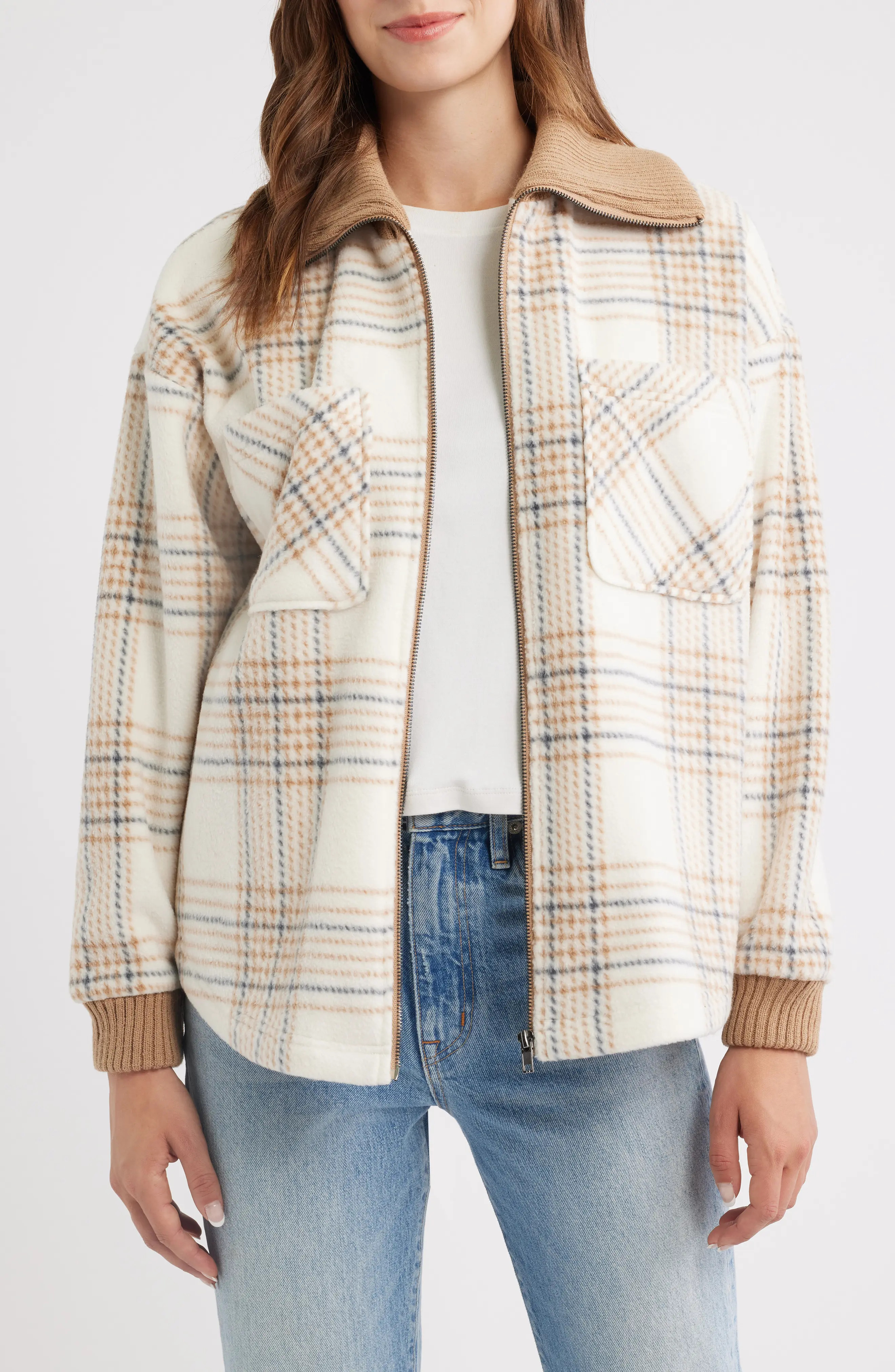 Plaid Fleece Jacket (Women) | Nordstrom | Nordstrom