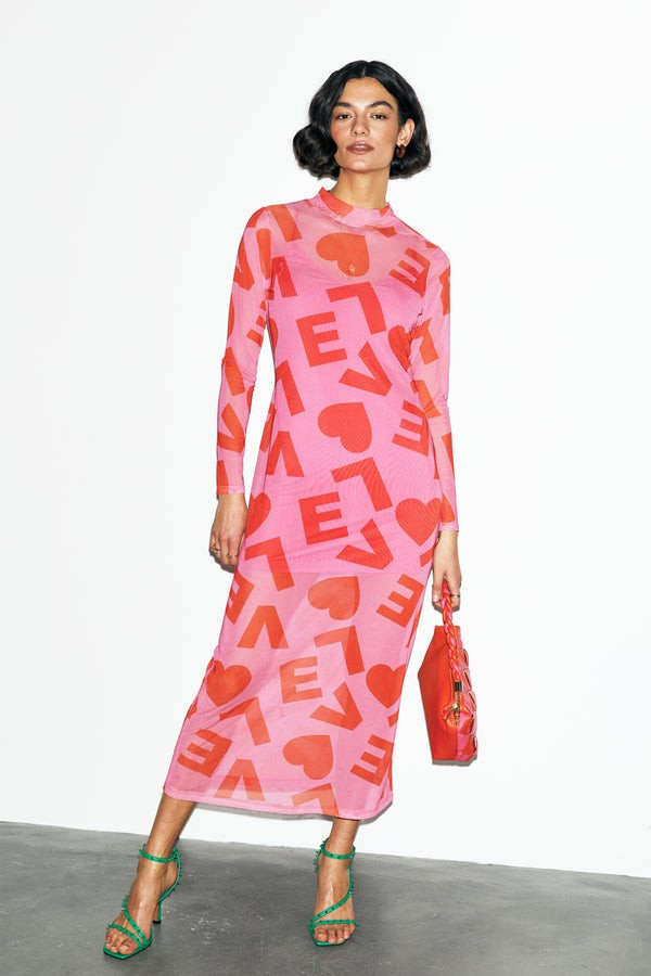 Pink Love Mesh Dress | Never Fully Dressed US