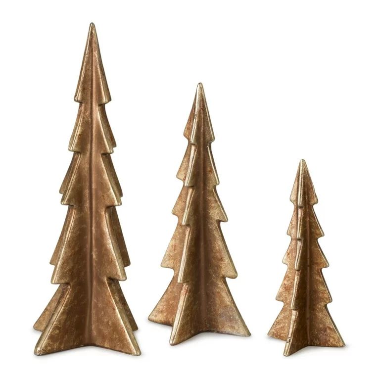 Set of 2 Bronze Christmas Tree 6 Piece Tabletop Decors 12.25" - Walmart.com | Walmart (US)