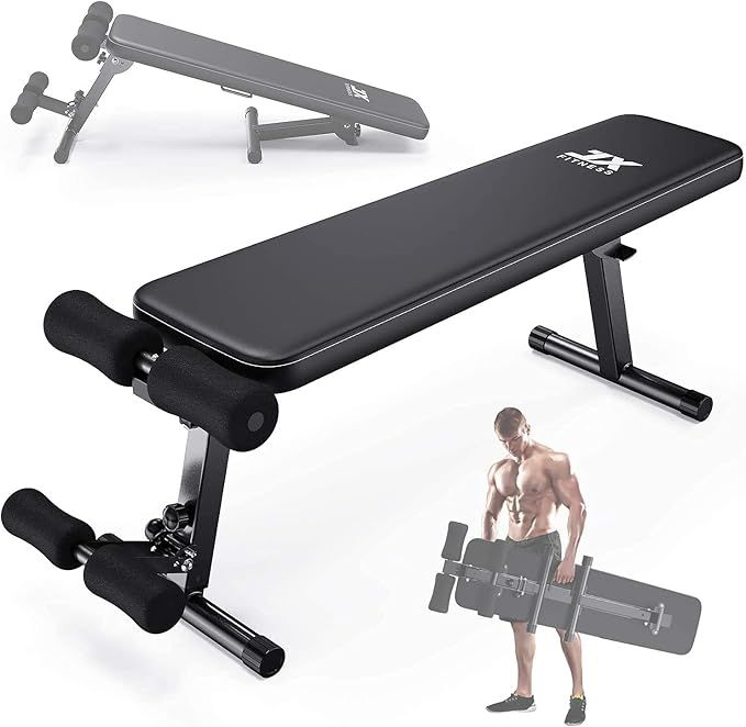 JX FITNESS Flat Weight Bench, 2-In-1 Adjustable Exercise Bench for Full Body Workout,Utility Fold... | Amazon (US)