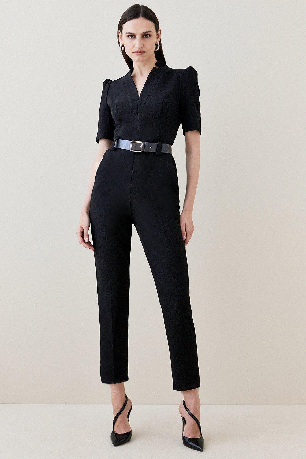 Petite Forever Belted Jumpsuit | Karen Millen UK + IE + DE + NL