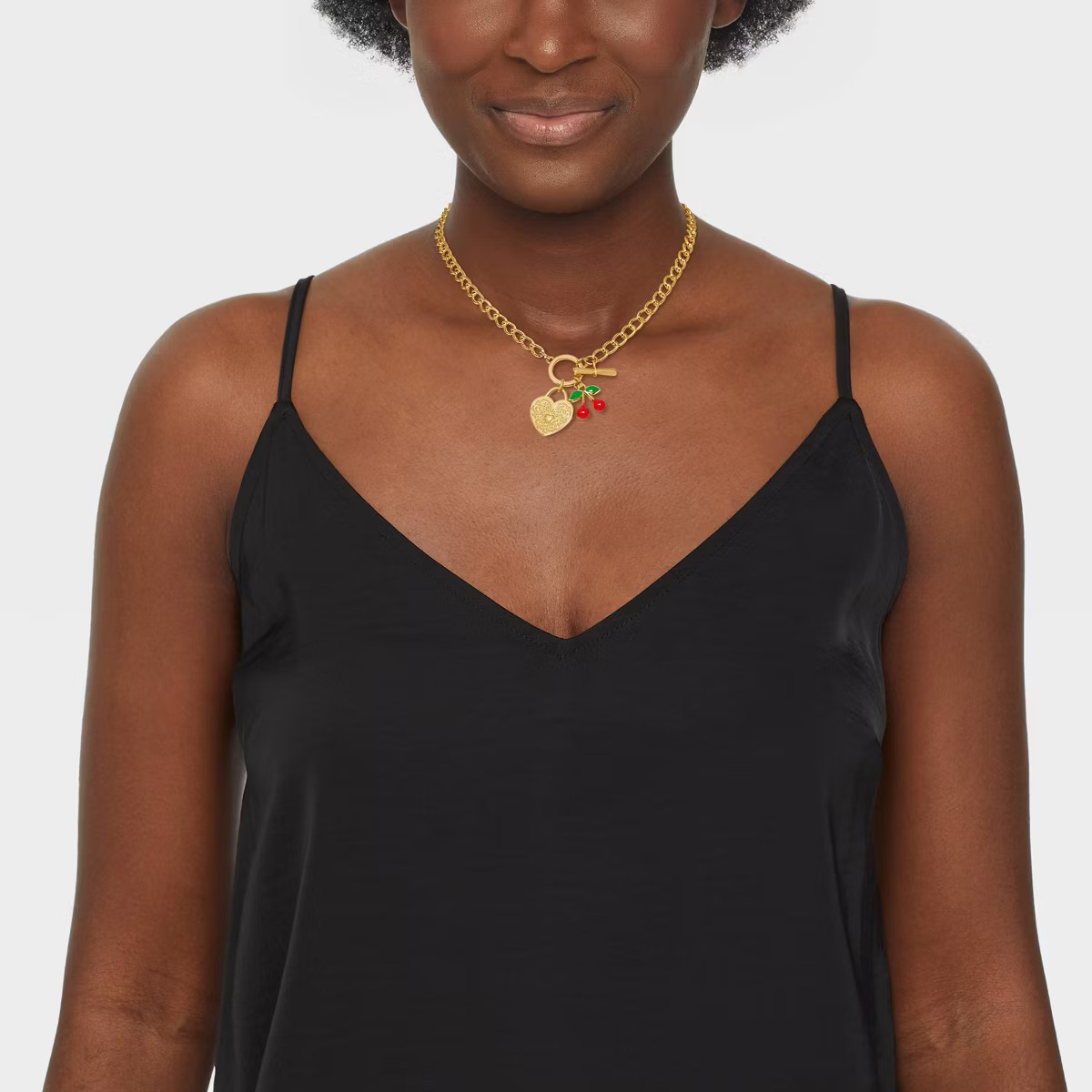 Heart and Cherry Charm Pendant Necklace - Wild Fable™ Gold | Target