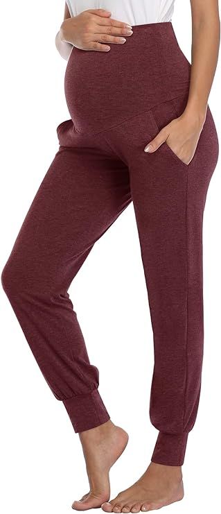 AMPOSH Women's Maternity Pants Stretchy Lounge Workout Pants Casual Loose Comfy Pregnancy Joggers... | Amazon (US)