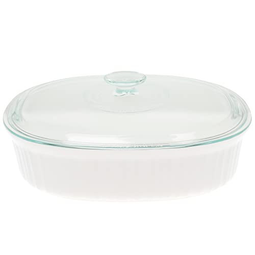 CorningWare FS2 2.5qt/2.35L Oval French White Casserole Dish & DC1.5C 1-1.75L Fluted Oval Glass Lid | Amazon (US)