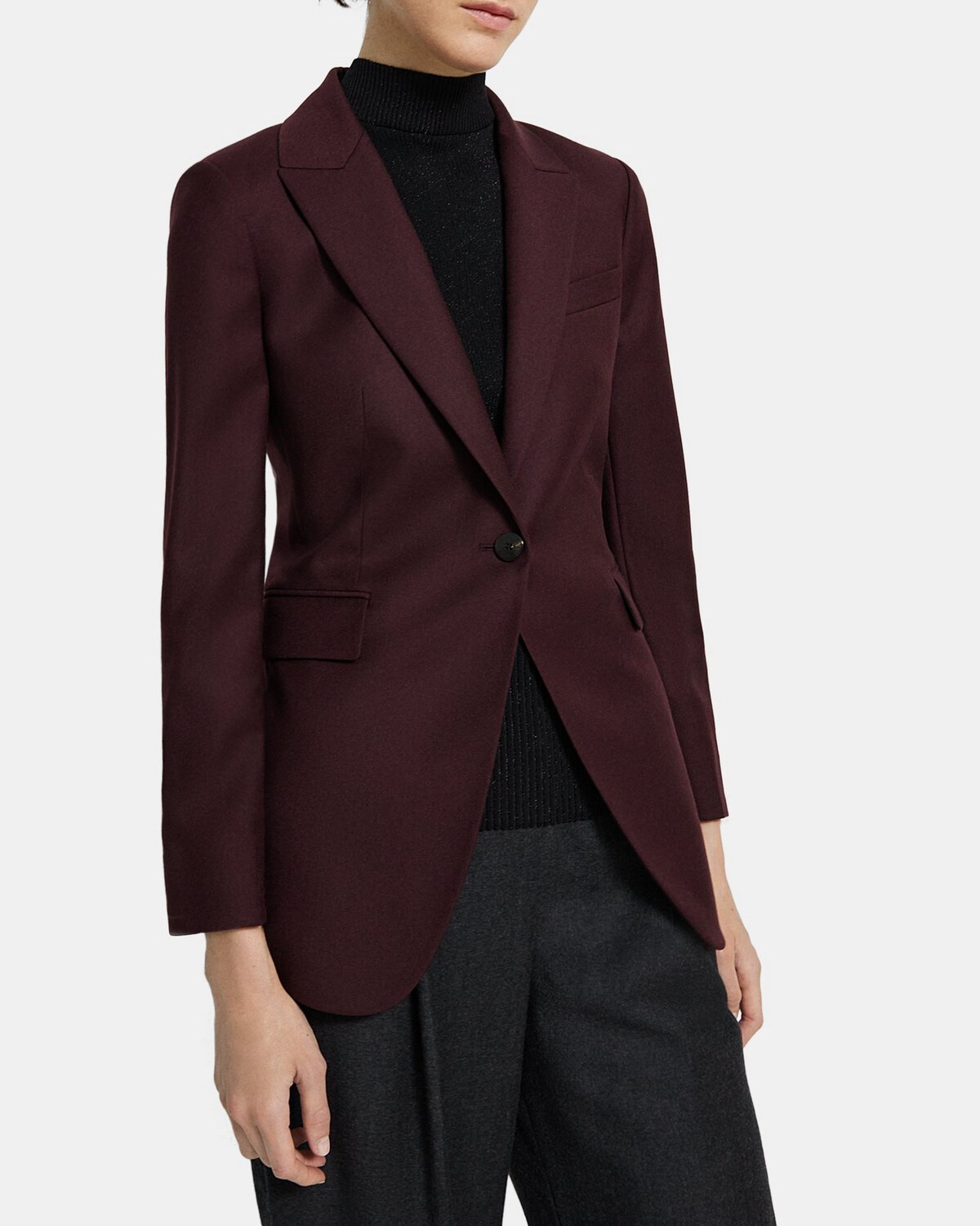 Wool Flannel Single-Breasted Blazer | Theory Outlet | Theory Outlet