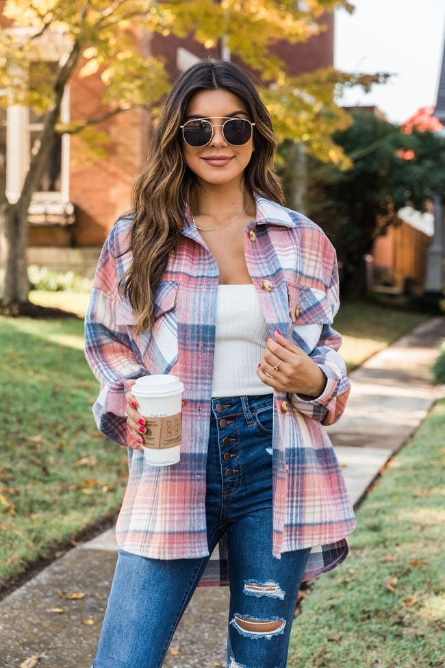 Good Guess Pink Multi Oversized Plaid Shacket | The Pink Lily Boutique