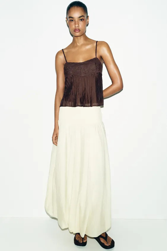 EMBROIDERED STRAP TOP | Zara US