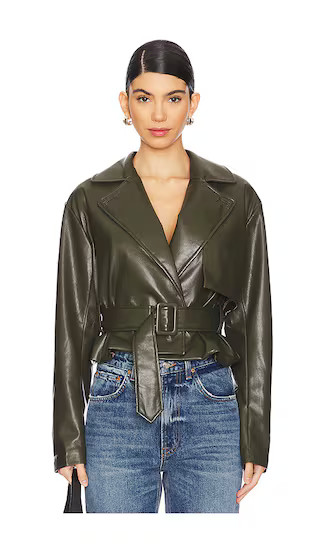 x REVOLVE Liv Faux Leather Jacket in Olive Green | Revolve Clothing (Global)
