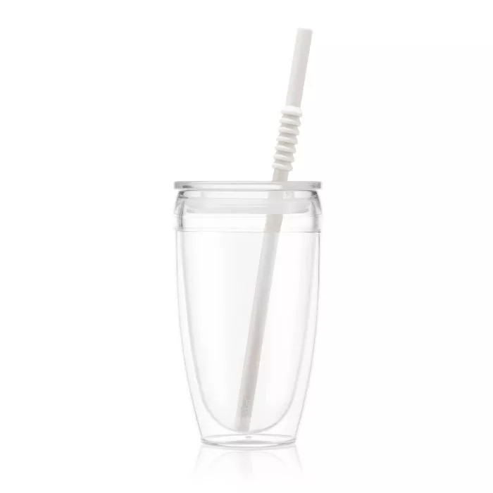 Bodum 13.5oz Pavina To Go Travel Mug Double Wall with Straw Plastic - White | Target