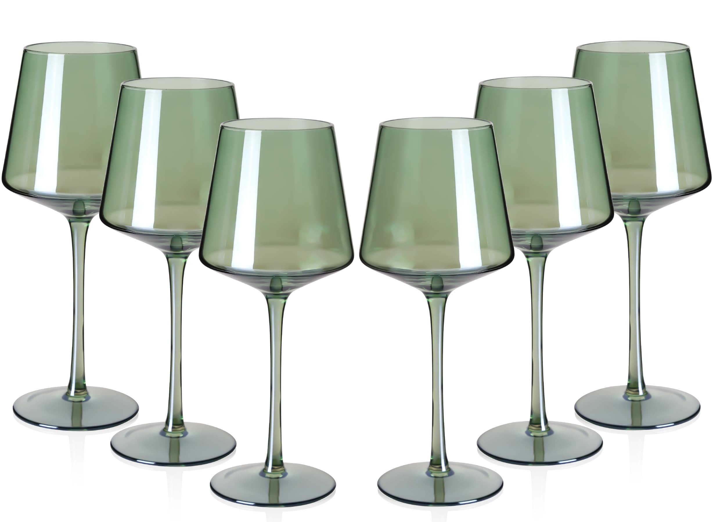 Green Wine Glasses Set of 6-18oz Colored Square Wine Glasses with Tall Long Stems and Flat Bottom... | Amazon (US)