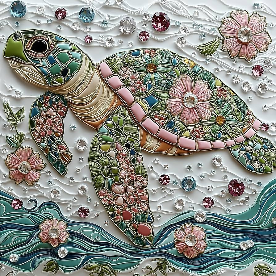 Sea Turtle Jigsaw Puzzles for Adults 500 Pieces Colorful Crystal Flower Ocean Puzzles Pretty Diam... | Amazon (US)
