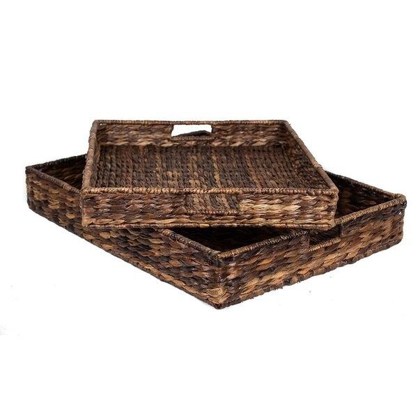 BirdRock Home Brown Woven Seagrass Serving Trays (Set of 2) | Bed Bath & Beyond