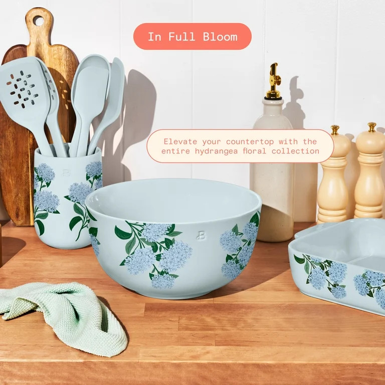 Beautiful 4 Qt Stoneware Batter Mixing Bowl, Hydrangea Floral by Drew Barrymore | Walmart (US)