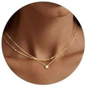 Tewiky Dainty 14k Gold Plated/Silver Cubic Zirconia Necklaces for Women, Simple CZ Jewelry Neckla... | Amazon (US)