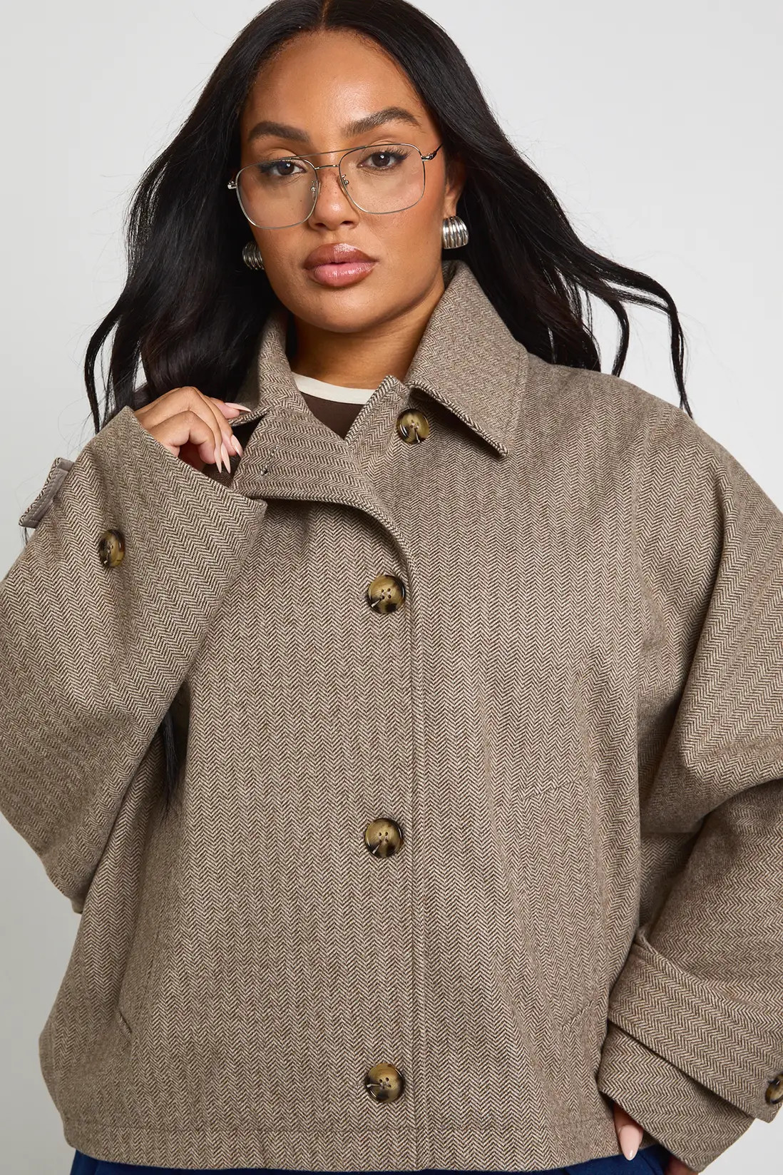 Taupe Plus Cropped Trench Coat | Boohoo | Boohoo.com (UK & IE)