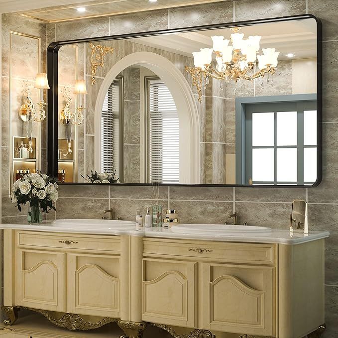 TokeShimi 72x36 Inch Black Bathroom Mirror for Wall Vanity Mirror with Non-Rusting Aluminum Alloy... | Amazon (US)