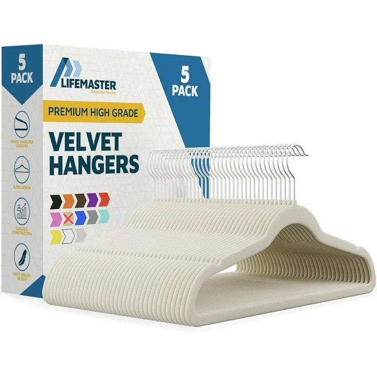 Lifemaster Velvet Clothes Hangers – With 360 Degree Swivel Hook & Non-Slip Shoulder Notch, Hold... | Walmart (US)