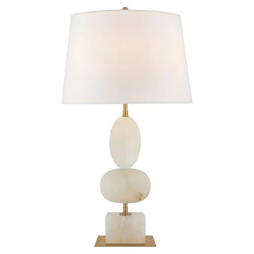 Visual Comfort Dani Modern Classic White Alabaster Top Marble Base Table Lamp | Kathy Kuo Home