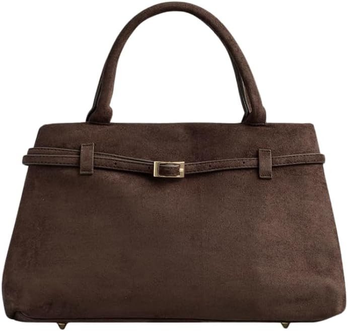 Base’ic Women’s Suede Tote Bag with Gold Hardware – Trendy Slouchy Shoulder Hobo Satchel Handbag Work Purse Travel Gift | Amazon (US)