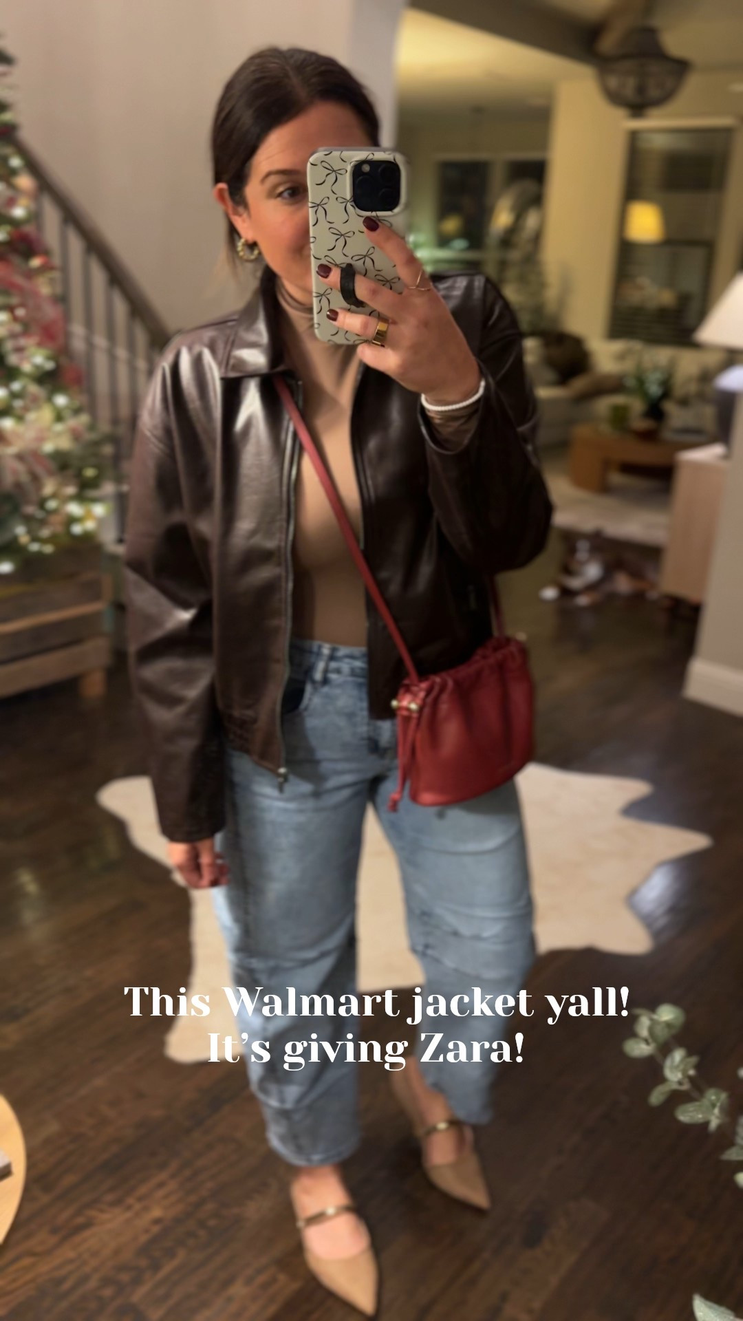 Y’all!! This dark brown leather jacket is EVERYTHING!! Wearing on repeat! It looks so expensive but, Walmart, soooo super affordable! I LOVE it! It’s so versatile, easily dressed up or down.  Would also be great for a Thanksgiving Day outfit! 

#LTKootd #LTKFindsUnder50 #LTKSeasonal