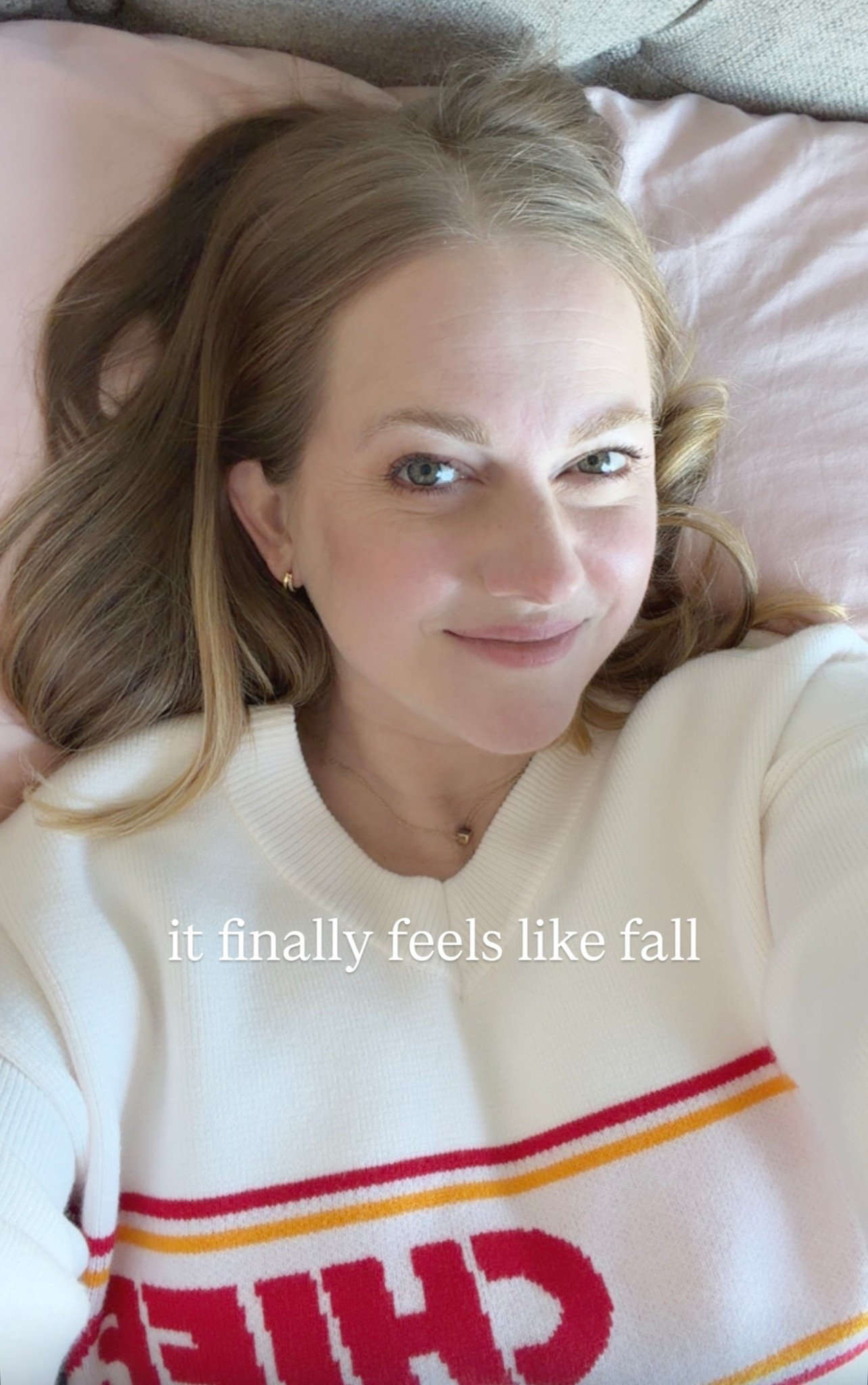 Have been waiting all football season for fall temps so I could pull out my new favorite chiefs ❤️ 💛 sweater from Abercrombie. 

#LTKStyleTip #LTKFindsUnder100 #LTKSeasonal