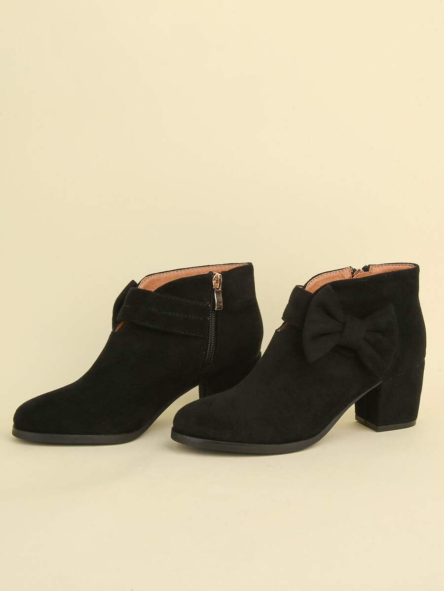 EMERY ROSE Bow Decor Chunky Heeled Boots | SHEIN