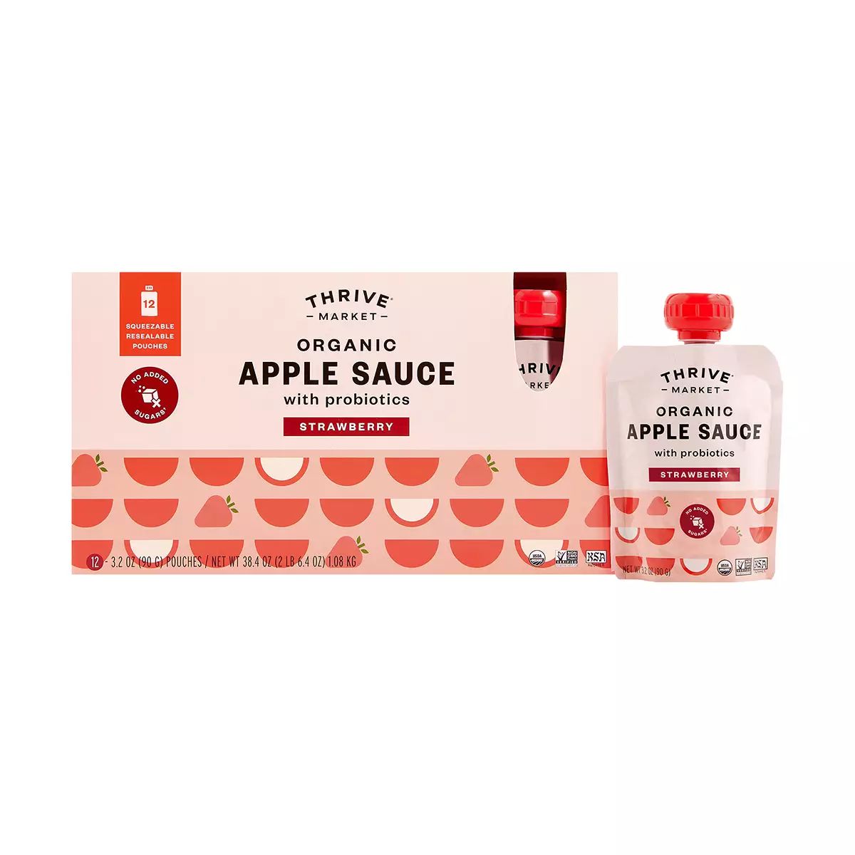 Organic Strawberry Apple Sauce with Probiotics | Thrive Market