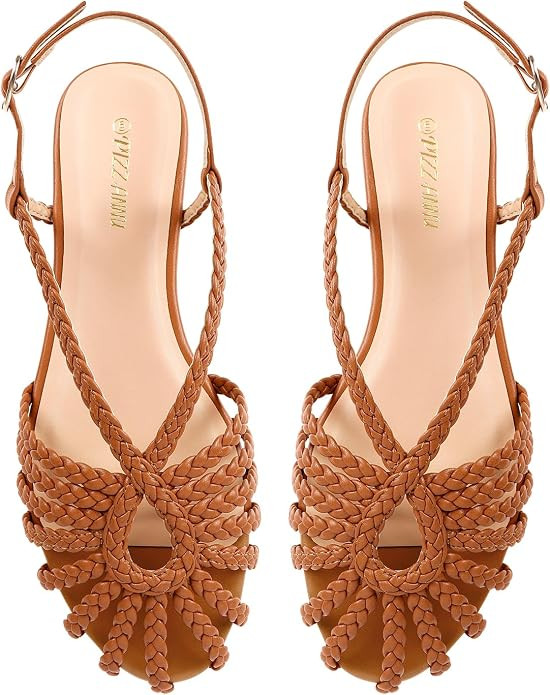 PIZZ ANNU Women's Sophia Braided Flat Sandals Comfortable Memory Foam Walking Shoes Summer Gladia... | Amazon (US)
