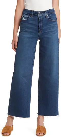 AG Saige Raw Hem High Waist Ankle Wide Leg Jeans | Nordstrom | Nordstrom